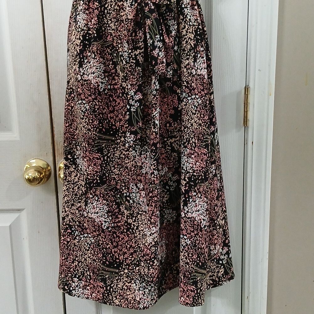 Loft Outlet black pink white cream floral print dress Sz M EUC - Picture 2 of 8